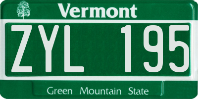 VT license plate ZYL195