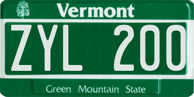 VT license plate ZYL200
