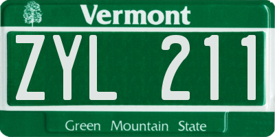 VT license plate ZYL211