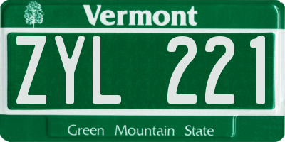 VT license plate ZYL221