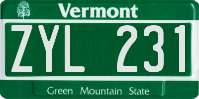 VT license plate ZYL231