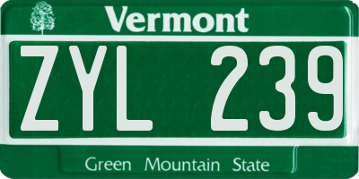 VT license plate ZYL239