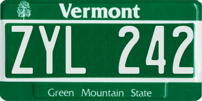 VT license plate ZYL242
