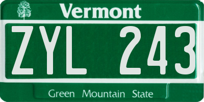 VT license plate ZYL243