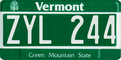 VT license plate ZYL244
