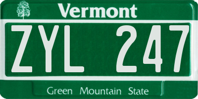 VT license plate ZYL247