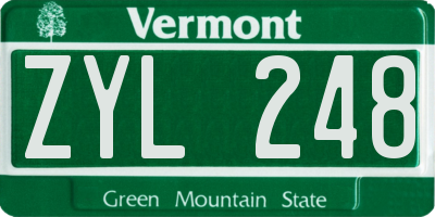 VT license plate ZYL248