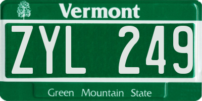 VT license plate ZYL249