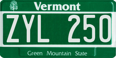 VT license plate ZYL250