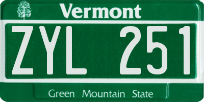 VT license plate ZYL251