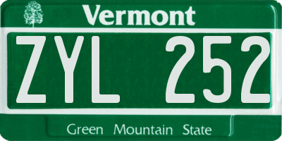 VT license plate ZYL252
