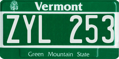 VT license plate ZYL253