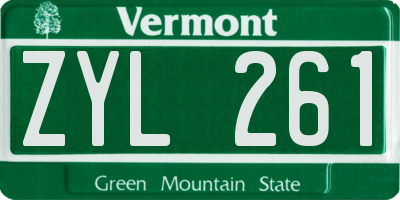VT license plate ZYL261