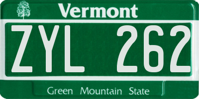 VT license plate ZYL262