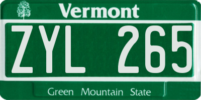 VT license plate ZYL265