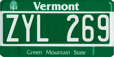 VT license plate ZYL269