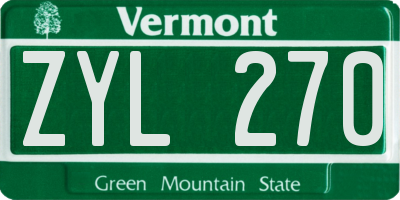 VT license plate ZYL270