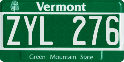 VT license plate ZYL276