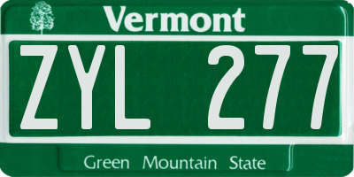 VT license plate ZYL277