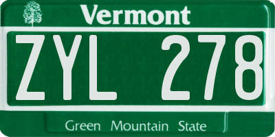 VT license plate ZYL278