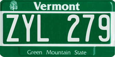 VT license plate ZYL279