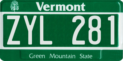 VT license plate ZYL281