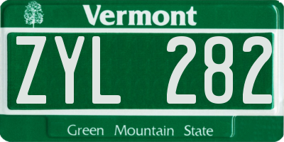 VT license plate ZYL282