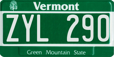 VT license plate ZYL290