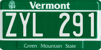 VT license plate ZYL291