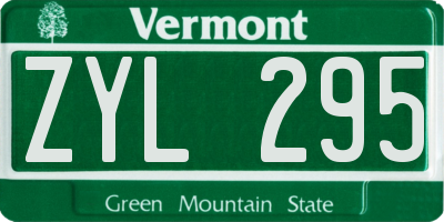VT license plate ZYL295