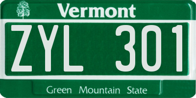 VT license plate ZYL301