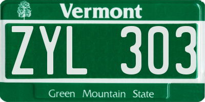 VT license plate ZYL303