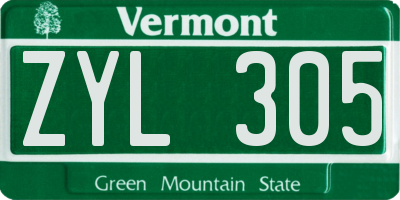 VT license plate ZYL305