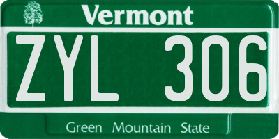 VT license plate ZYL306