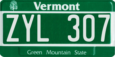 VT license plate ZYL307