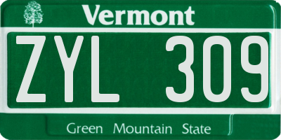 VT license plate ZYL309