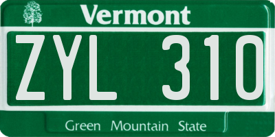 VT license plate ZYL310