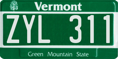 VT license plate ZYL311