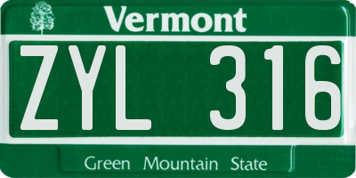 VT license plate ZYL316