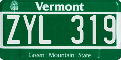 VT license plate ZYL319