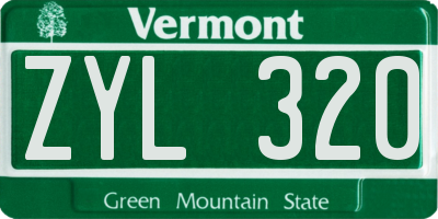 VT license plate ZYL320