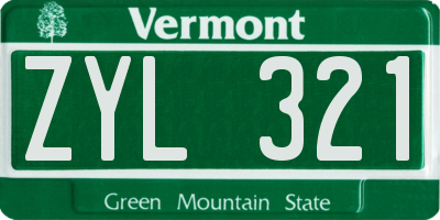 VT license plate ZYL321