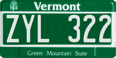 VT license plate ZYL322