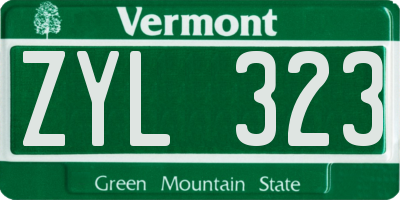 VT license plate ZYL323