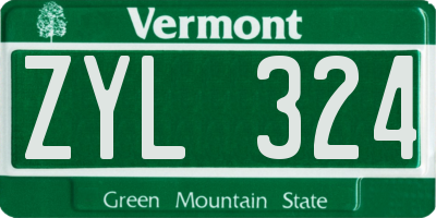 VT license plate ZYL324