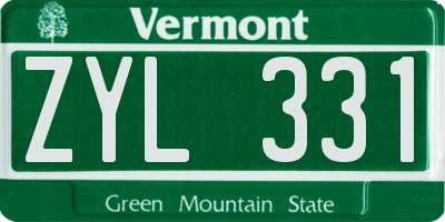 VT license plate ZYL331