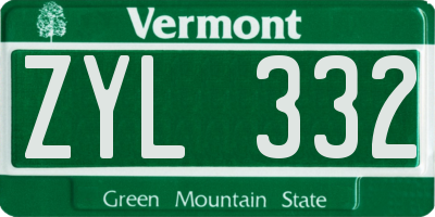 VT license plate ZYL332