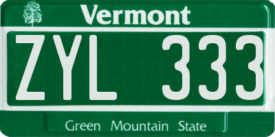 VT license plate ZYL333