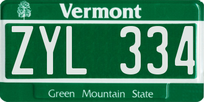 VT license plate ZYL334