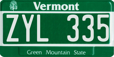 VT license plate ZYL335
